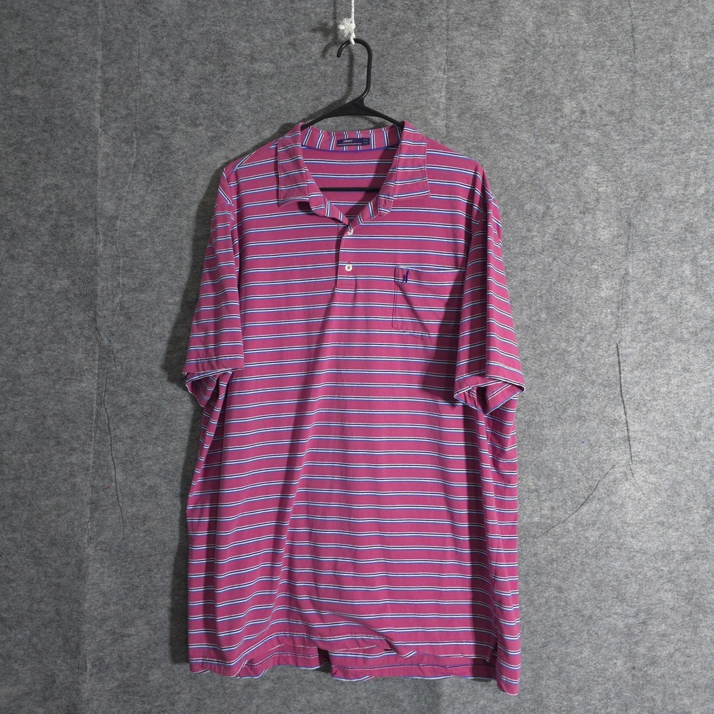 Johnnie-O Striped Polo Shirt Mens XXL‎ Short Sleeve Casual Golf Pockets Logo
